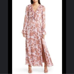 Lulus Exquisite Attention Lilac Floral Print Ruffled Long Sleeve Dress